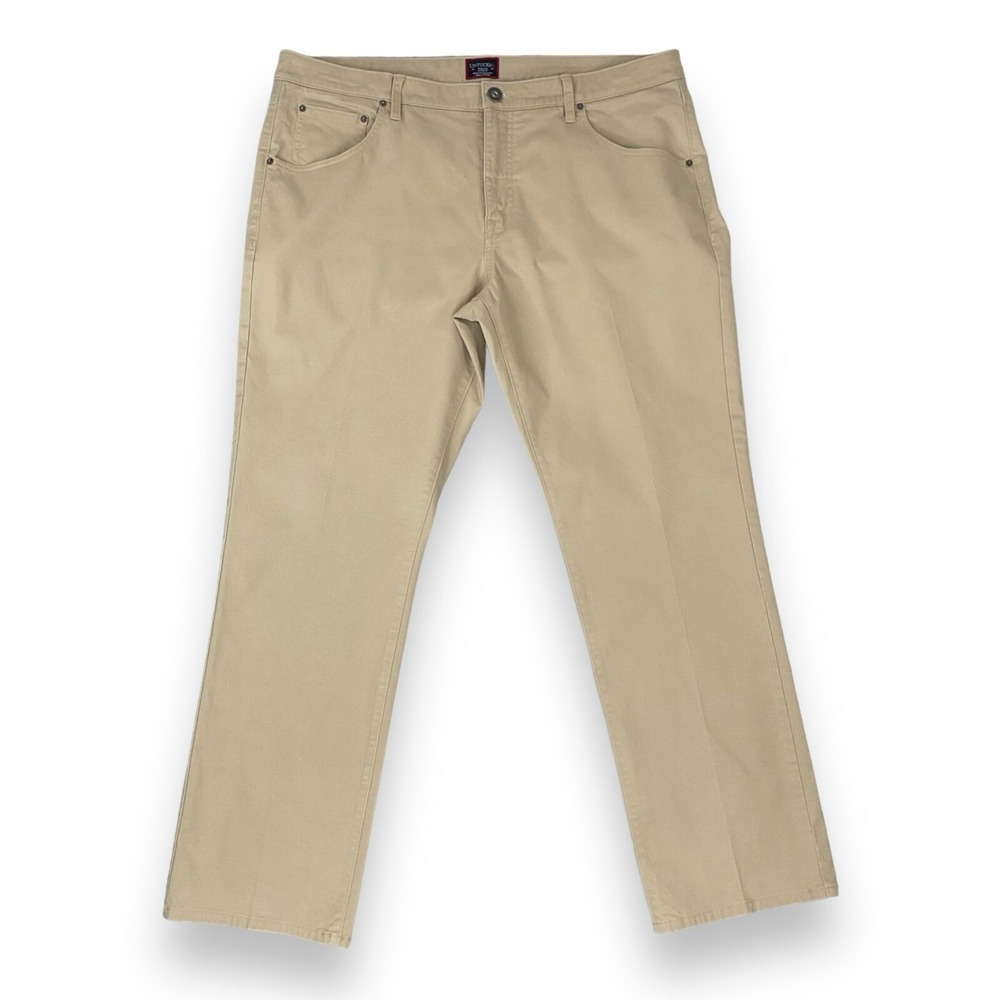 Untuckit Pants Men 40x32 Beige Straight Chino Twill Relaxed Fit